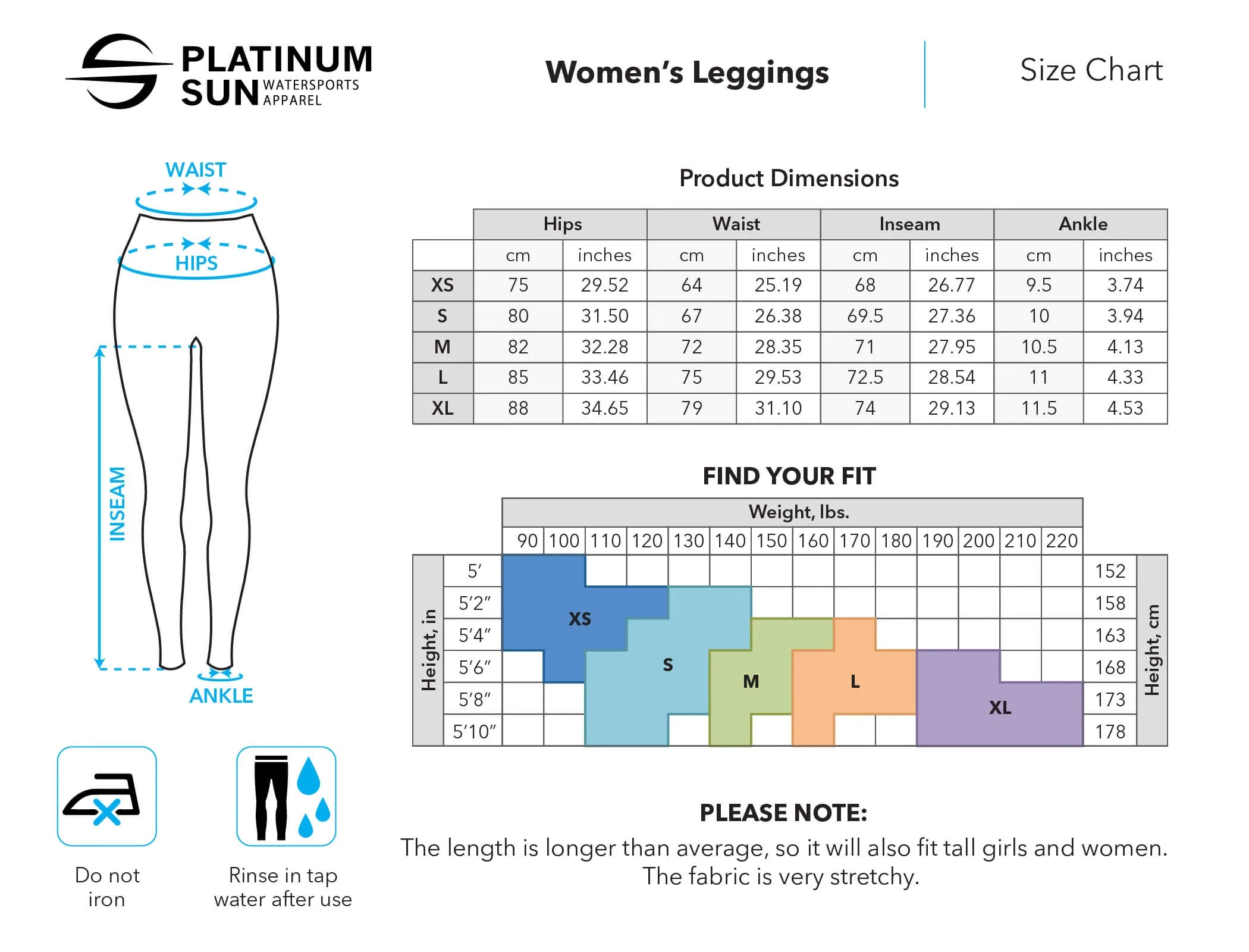 Size chart of produced leggings | Download Scientific Diagram
